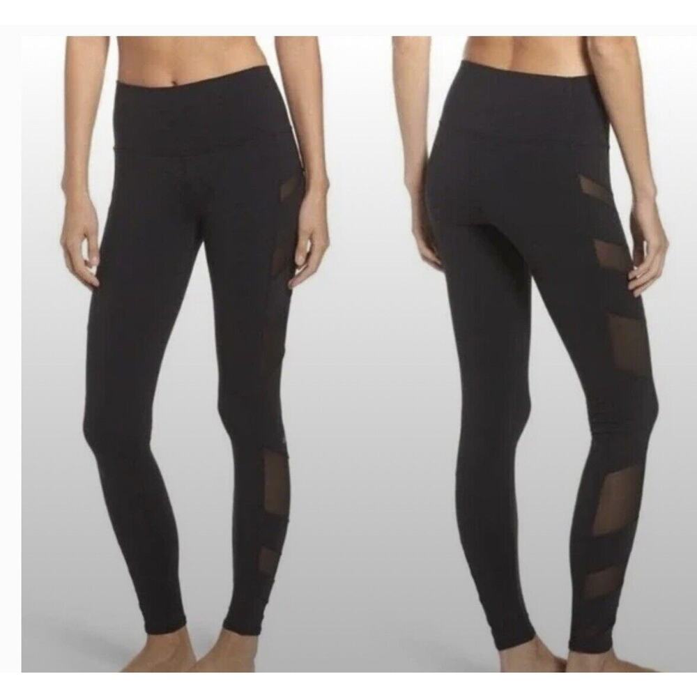 Alo Yoga Black Yoga Pants With Sheer‎ Detail Size M Women